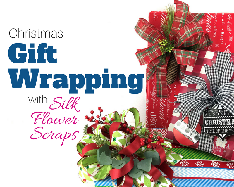 Christmas Gift Wrapping with Silk Flower Scraps by Southern Charm Wreaths