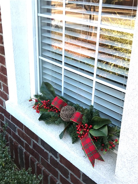 How to make Christmas Window Sill Swags for your exterior windows by Southern Charm Wreaths