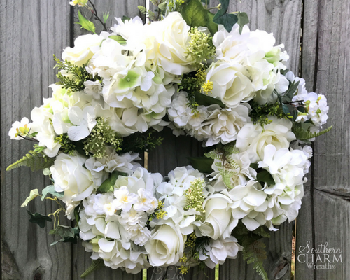 White Wreaths Wedding Wreaths Wedding Decor White Door