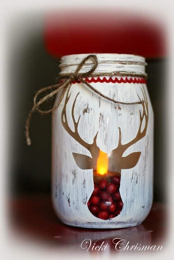 DIY Christmas Mason Jar Candle Holder