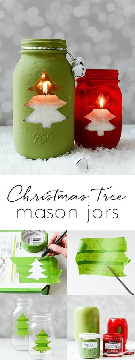 DIY Christmas Mason Jar Candle Holder