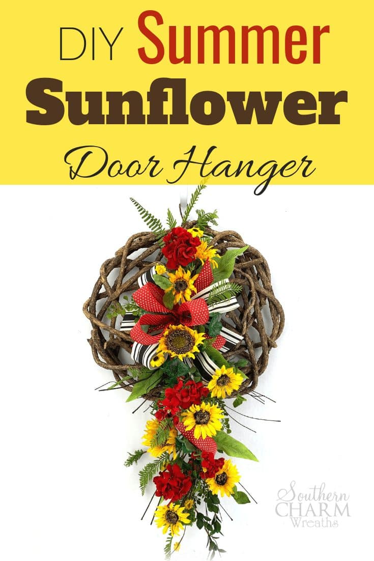 DIY Silk Summer Sunflower and Geranium Door Hanger