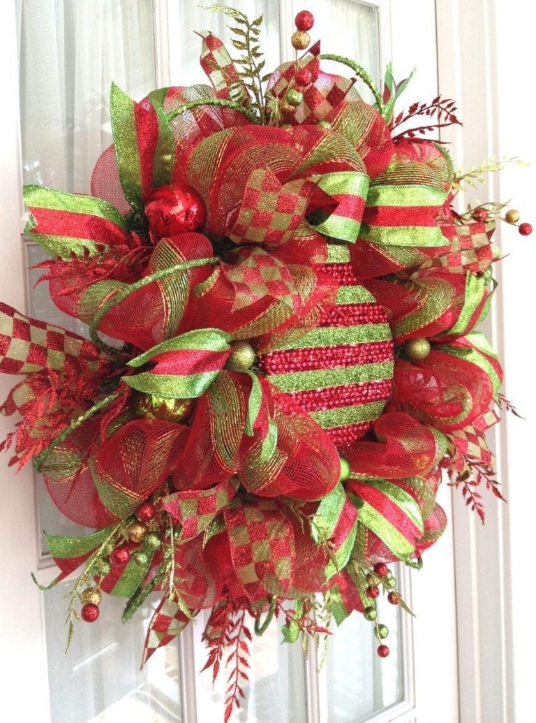 How to attach large ornaments to deco mesh wreaths.