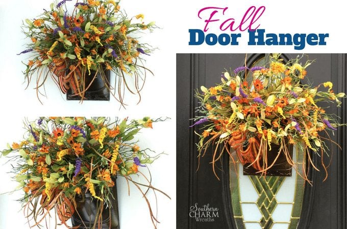 How to make a fall door hanger using a large fall bush by www.southerncharmwreaths.com/blog