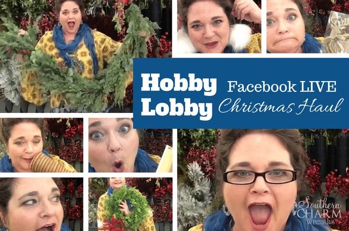 I'm doing a Facebook Live broadcast inside Hobby Lobby showing you my Christmas Haul