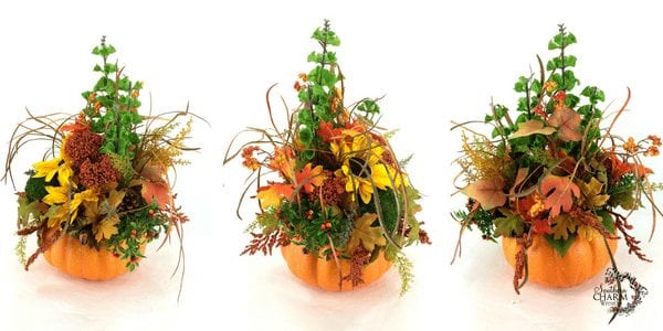mini pumpkin centerpiece fall flower arrangements