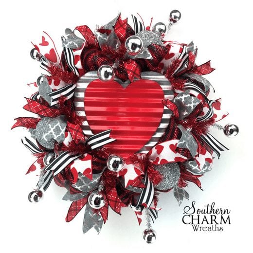 How to Make a Deco Mesh Valentine Wreath for your Door by Southern Charm Wreaths