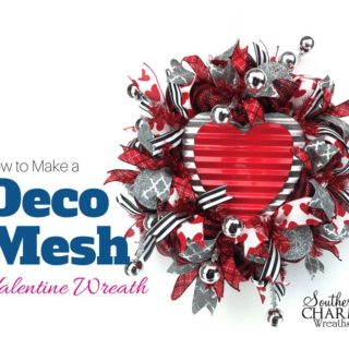 How to Make a Deco Mesh Valentine Wreath for your Door by Southern Charm Wreaths