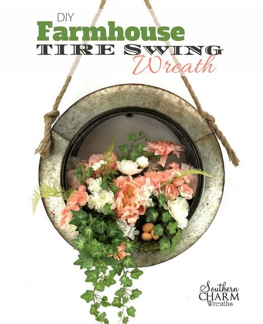 DIY Farmhouse Tire Swing Wreath