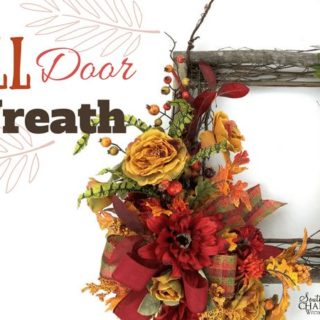 DIY Fall Door Wreath with square wreath frame and flowers