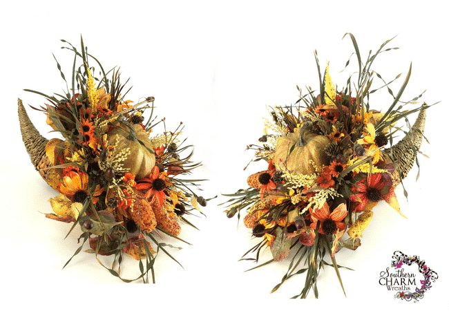 Fall Cornucopia Centerpiece Tutorial With Silk Flowers | Southern Charm ...