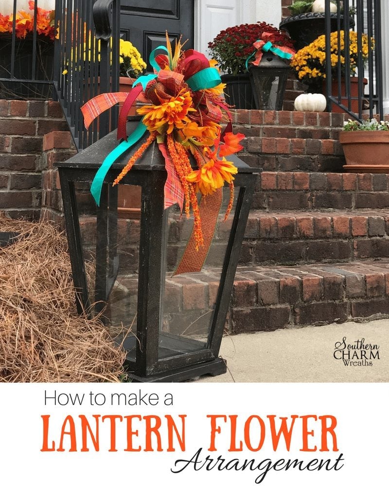 How to make a fall lantern flower arrangement by Southern Charm Wreaths