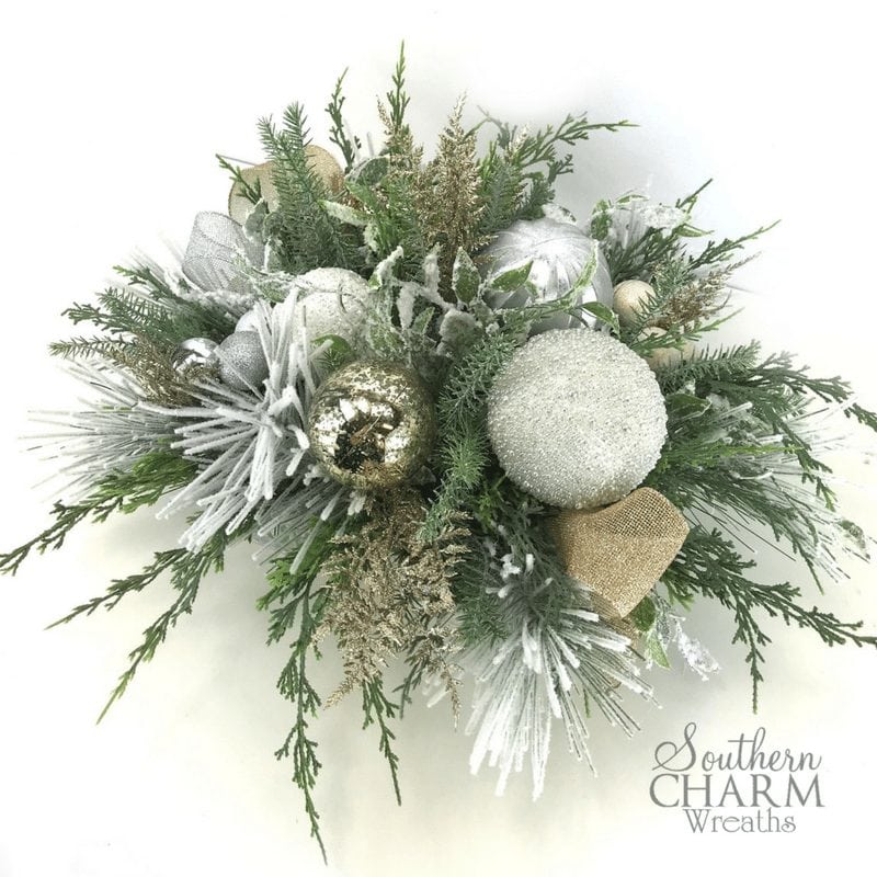 Using a few basic tools, learn how to make a designer Christmas Table Centerpiece for your home by Southern Charm Wreaths.