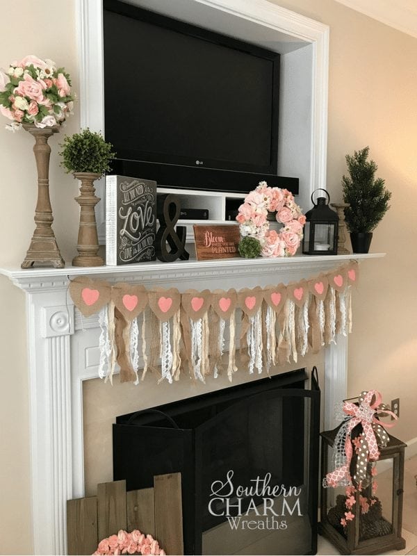 Valentine S Day Mantle Decor Idea Southern Charm Wreaths