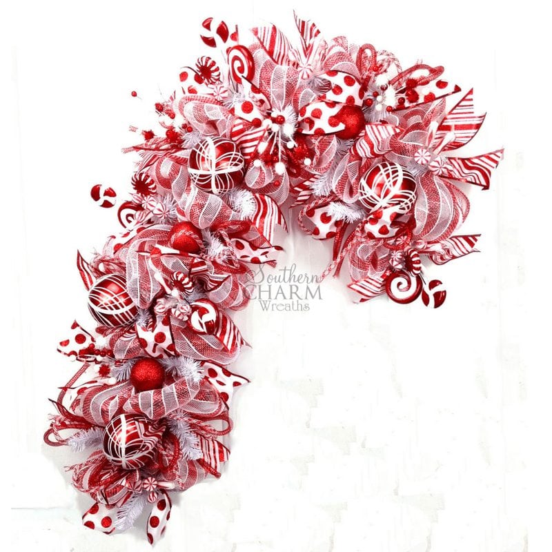 lot 2 candy cane wreath 20.5" metal wire forms floral Christmas deco mesh NWT 