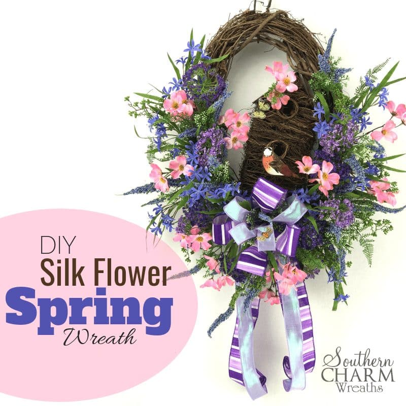 diy-Silk-Flower-spring-birdhouse-wreath