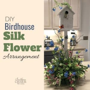 DIY Birdhouse Silk Flower Table Arrangement