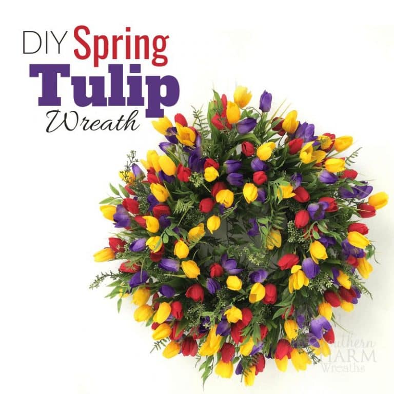 How to Make an Easy Spring Tulip Wreath for Front Door - Southern Charm ...