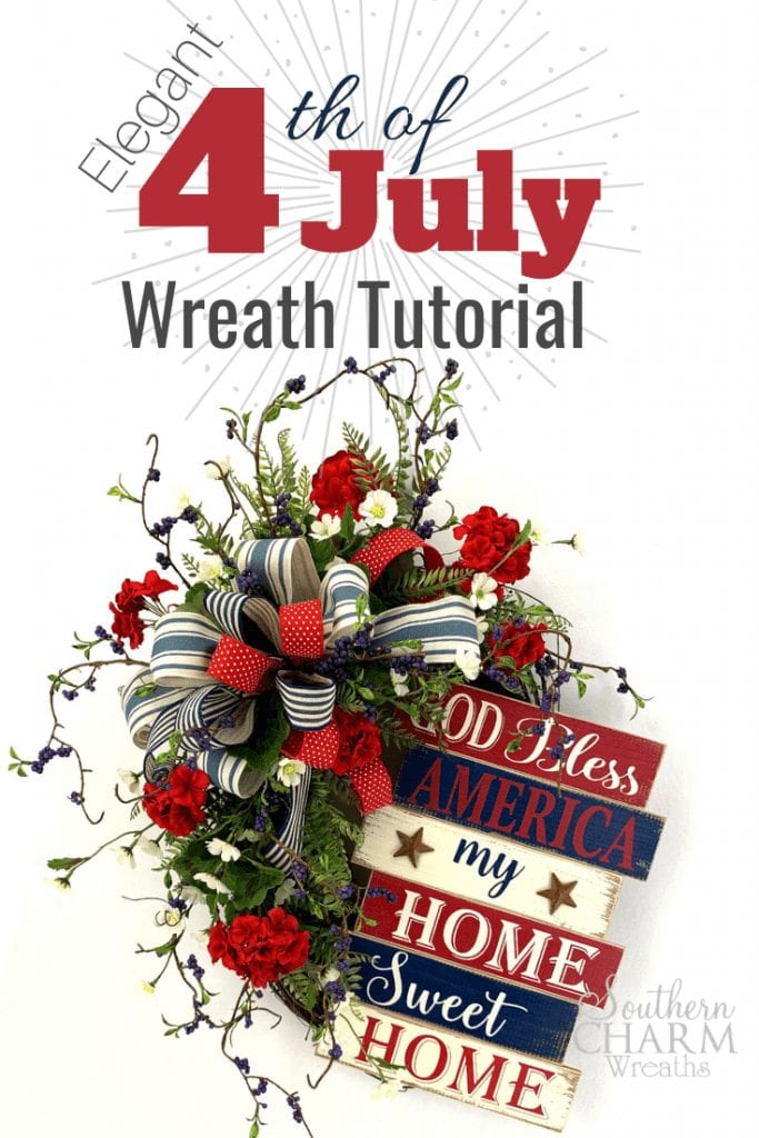 Elegant 4th of July Wreath Tutorial oval grapevine wreath with silk flowers and bow