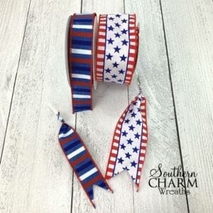 red white and blue ribbon streamers with steel picks