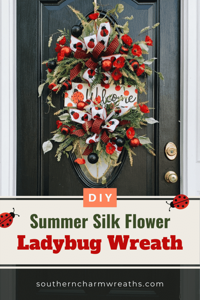 DIY Summer Silk Flower Ladybug Wreath