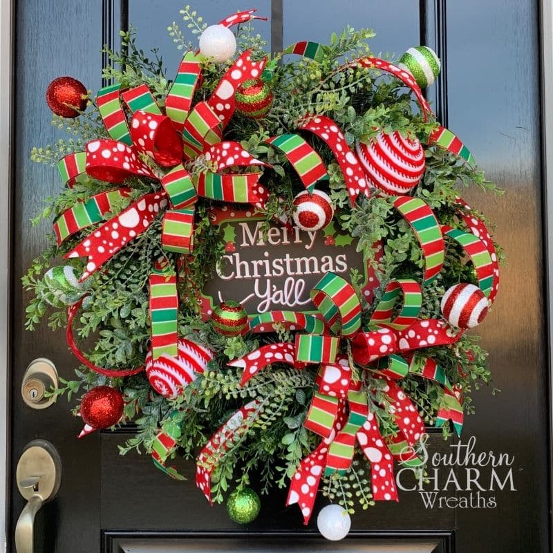 Blog - Merry Christmas Y'all Wreath on Evergreen