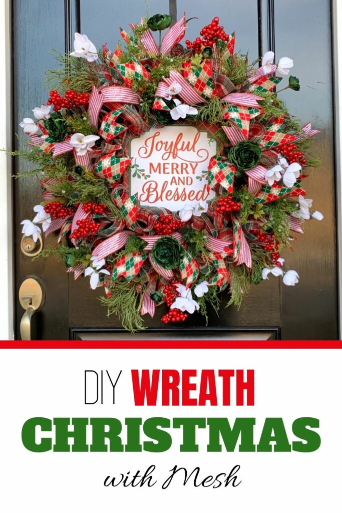 DIY Christmas Wreath with Mesh