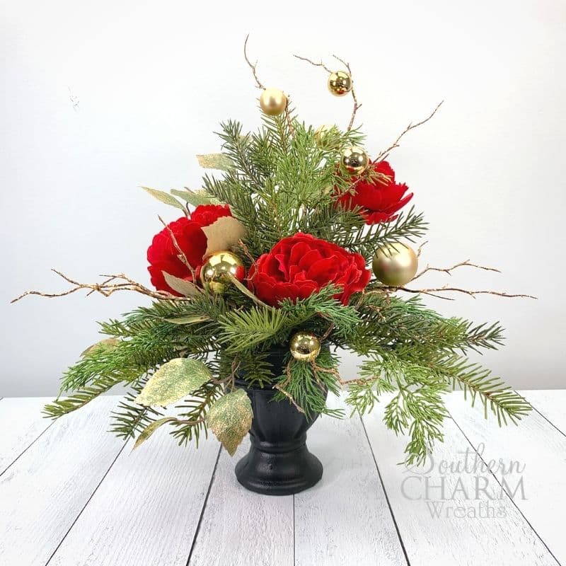 Blog - Red Velvet Peony Christmas Centerpiece