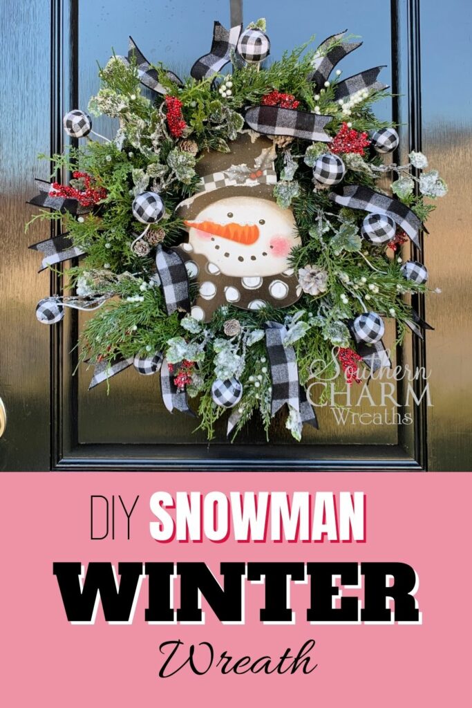 DIY Snowman winter wreath pinterest image 