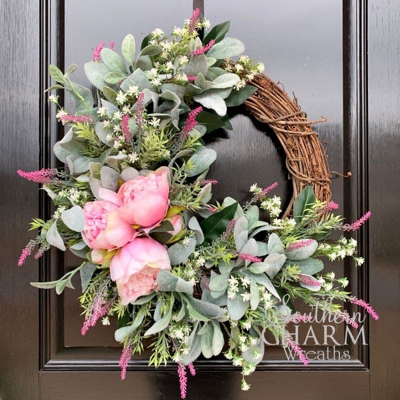 beautiful lamb's ear spring grapevine wreath