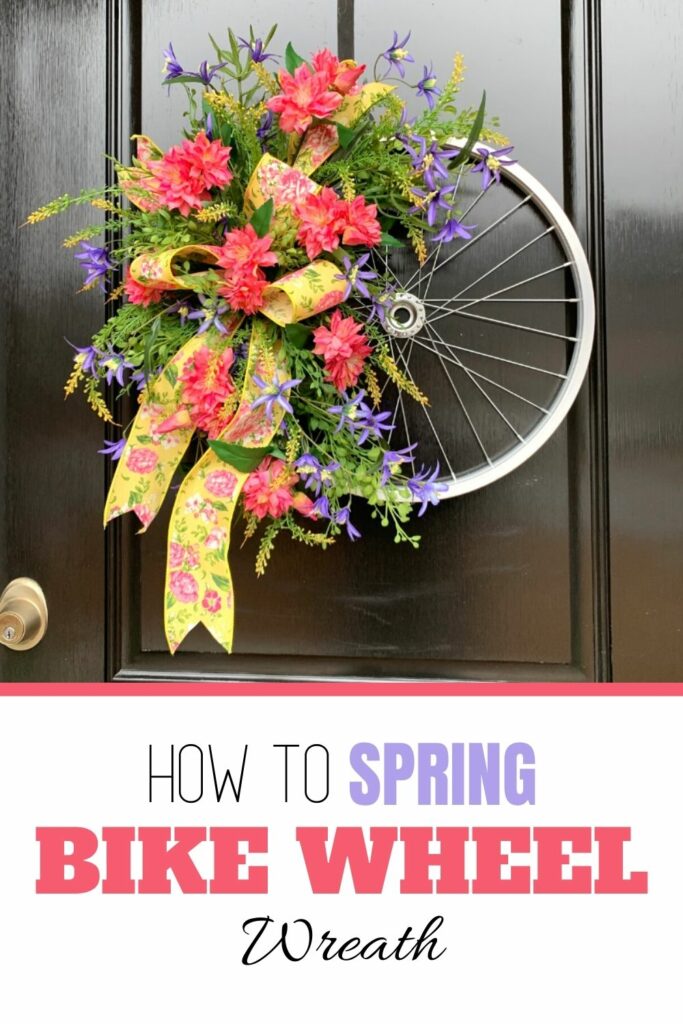 How to make a spring biike wheel wreath with silk flowers