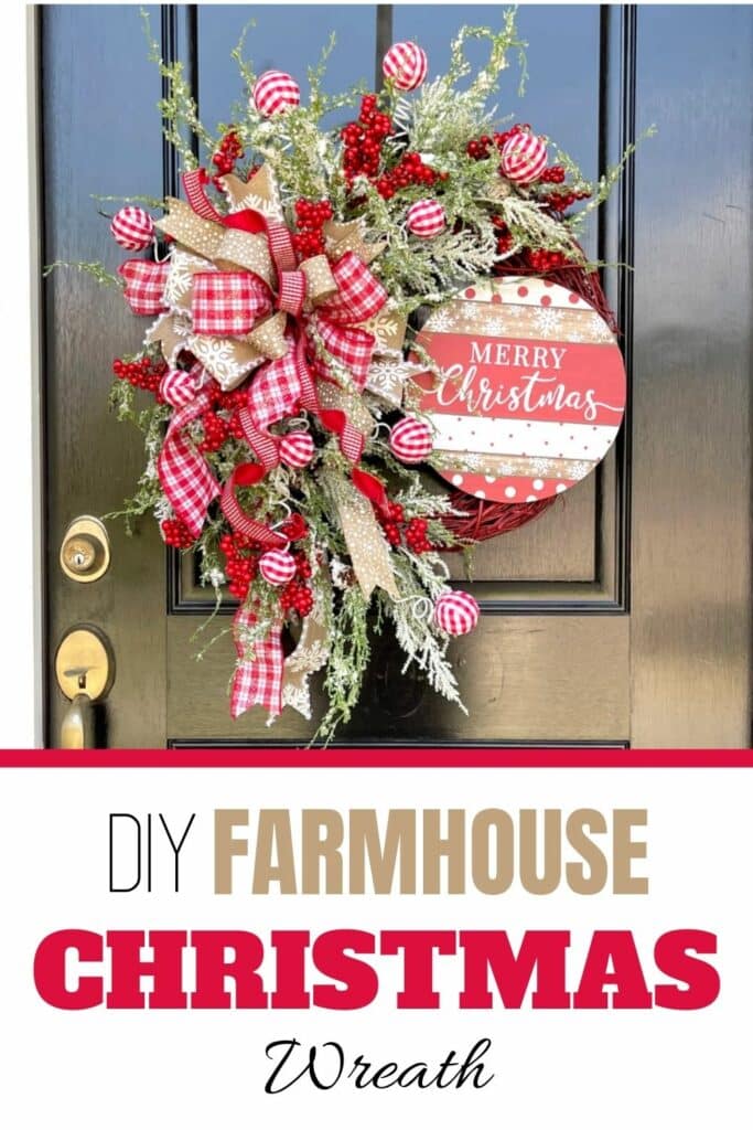 DIY Farmhouse Christmas Wreath on Grapevine Tutorial