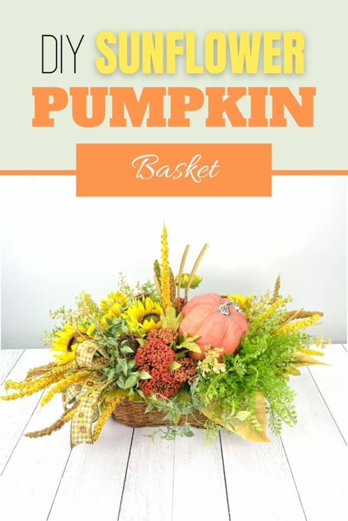 DIY Fall Sunflower Pumpkin Basket on white background