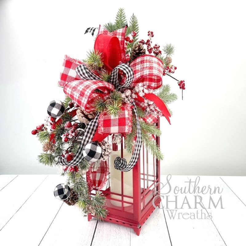 Decorative Bow Red and Silver Valentine's Day  Bow for Wreath Christmas Tree topper Bow for swag or lantern Premade bow for wreath