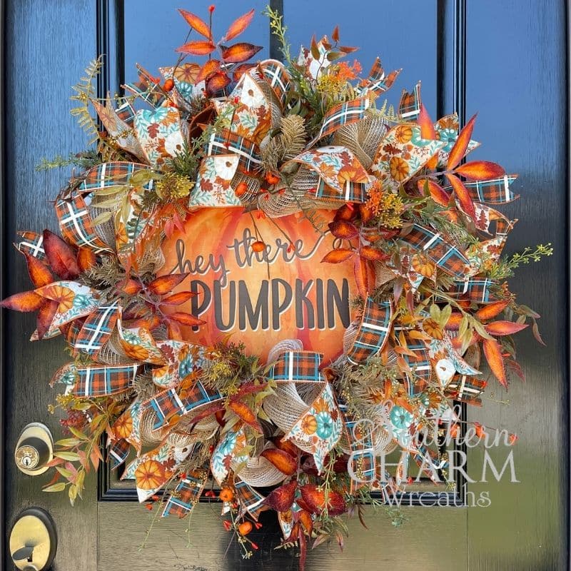 Deco Mesh Pumpkin Wreath - Southern Charm Wreaths