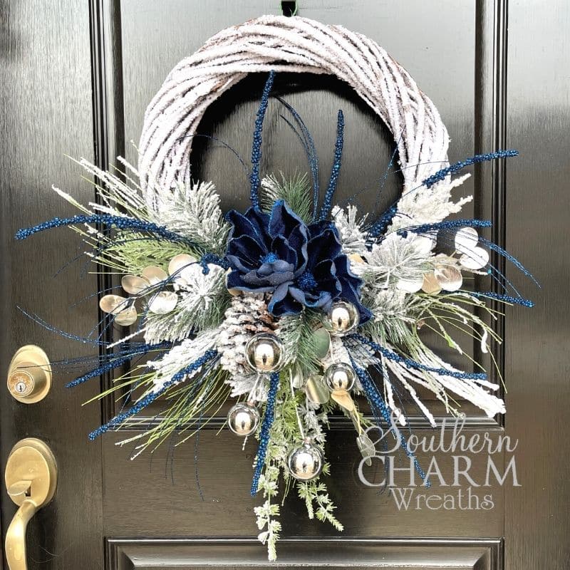 Blog - Blue Silver Winter Magnolia Wreath