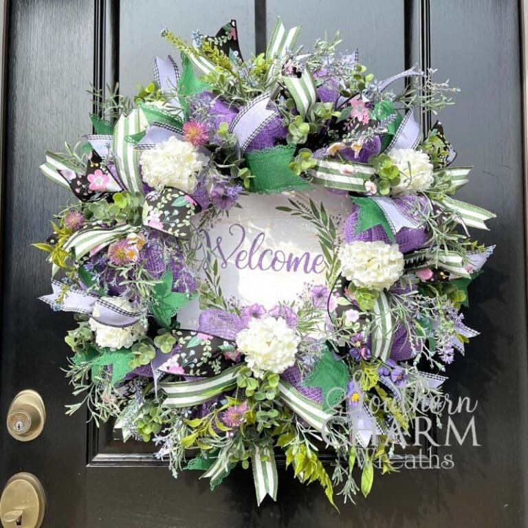 DIY Mesh Spring Welcome Wreath - Southern Charm Wreaths