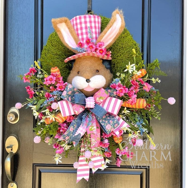 Northlight Colorful Deco Mesh Ribbon Easter Bunny Wreath, 24-Inch