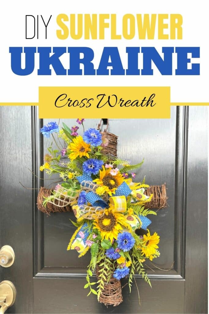 DIY Sunflower Ukraine Cross Wreath 