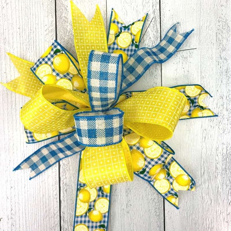 How to make a wreath ribbon bow with two ribbons.