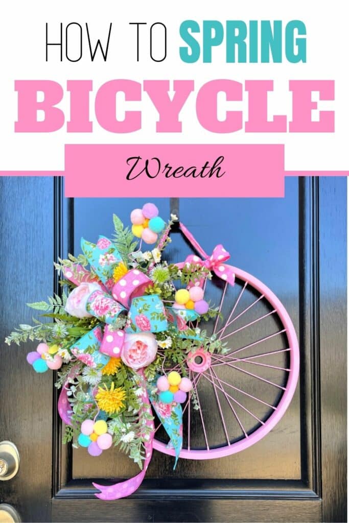 pink bike wheel wreath on black door pinterest pin