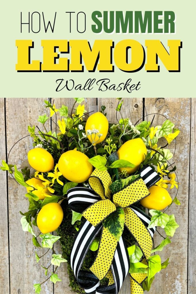 yellow and black lemon wall basket on wood background