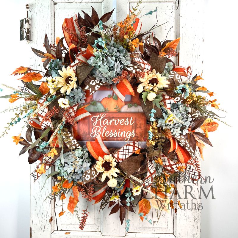 Cream Fall Leaf Wreath On Grapevine - Southern Charm Wreaths