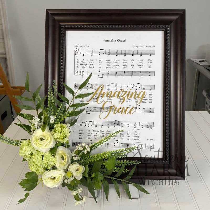 floral picture frame on white table
