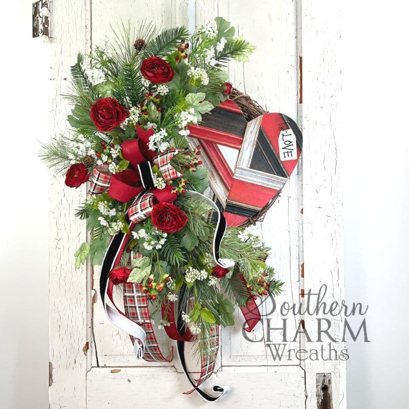 red and black masculine design wreath display