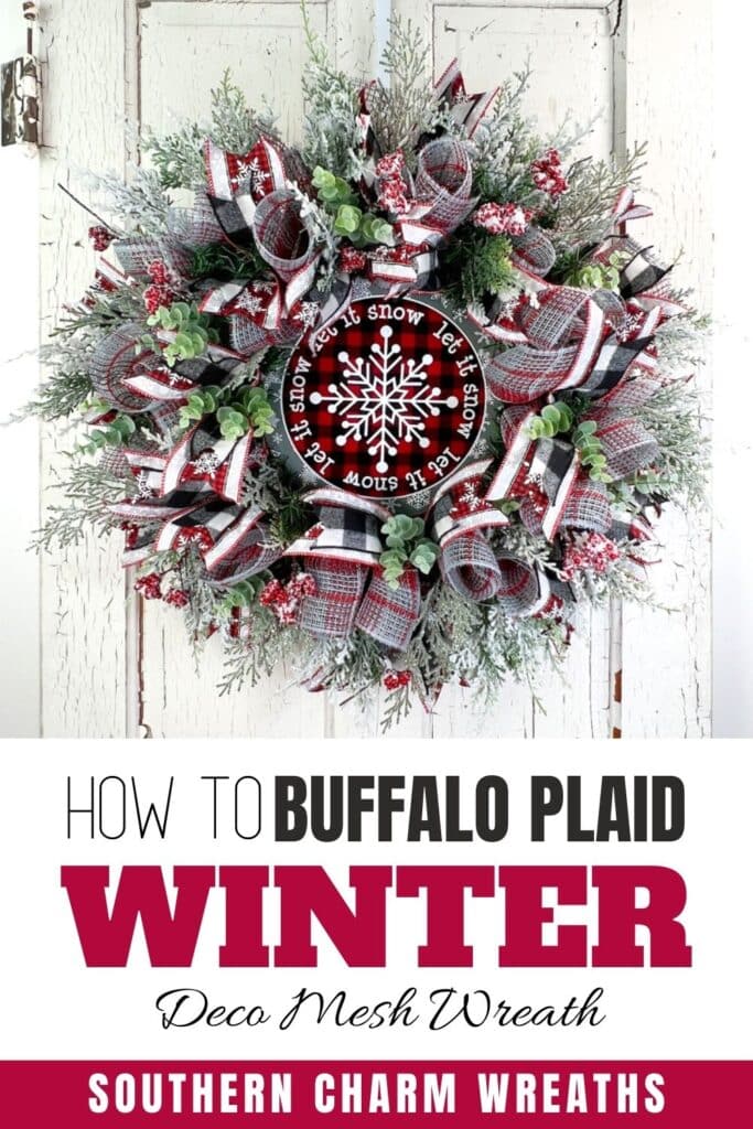 how to buffalo plaid winter deco mesh wreath pin