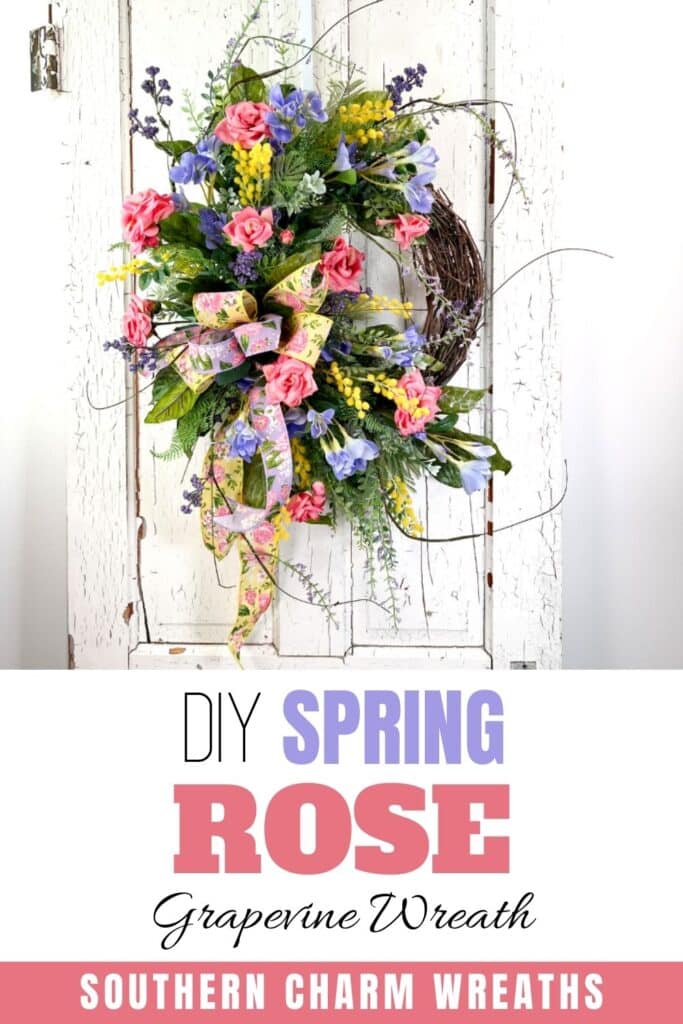 diy spring rose grapevine wreath pin