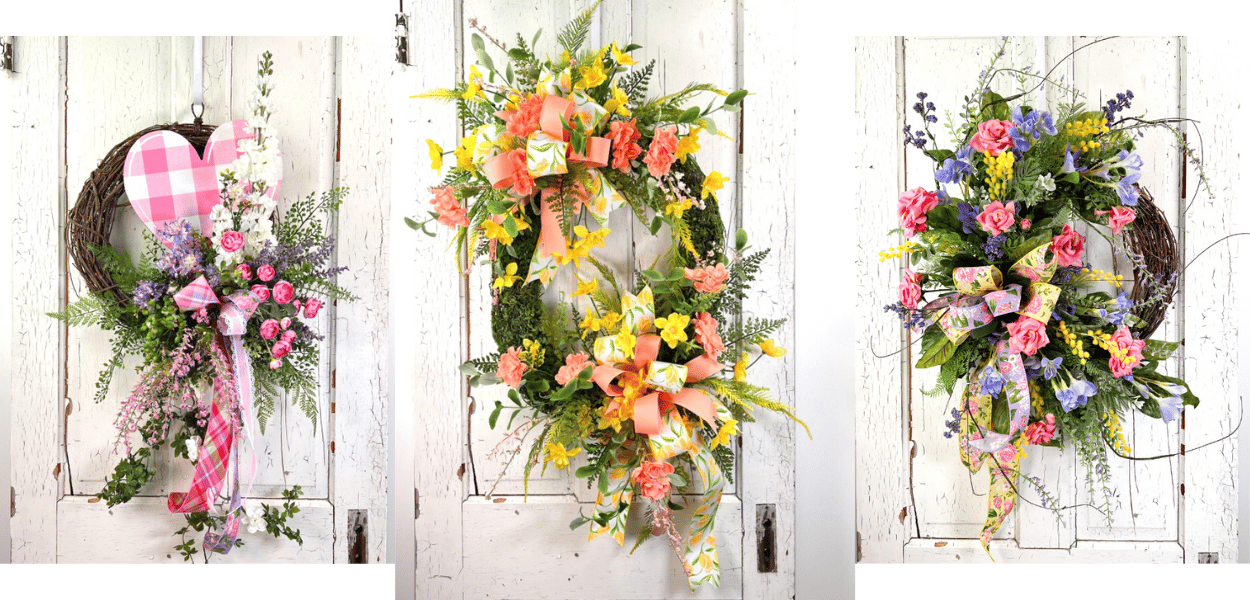 WOTMC_SpringCover three spring wreaths on white background