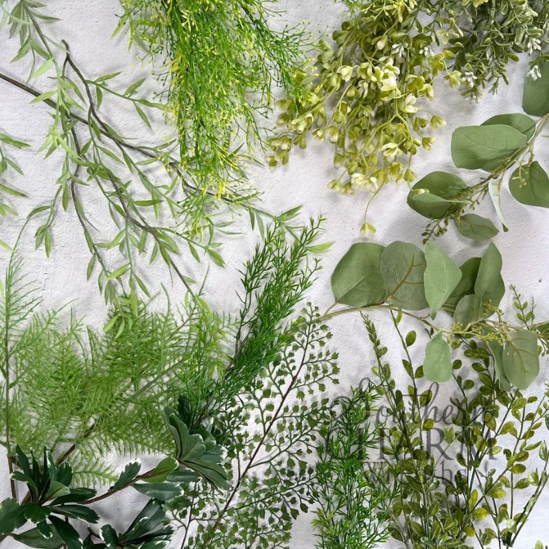 greenery on white background