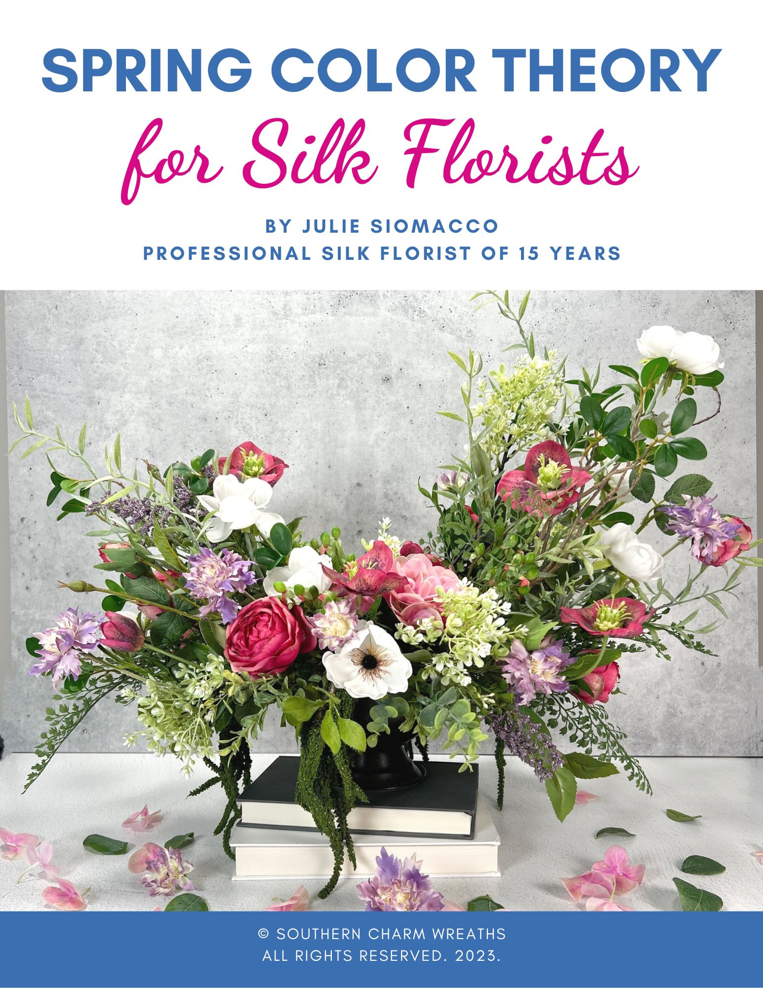 spring color theory for silk florists with floral arrangement photo